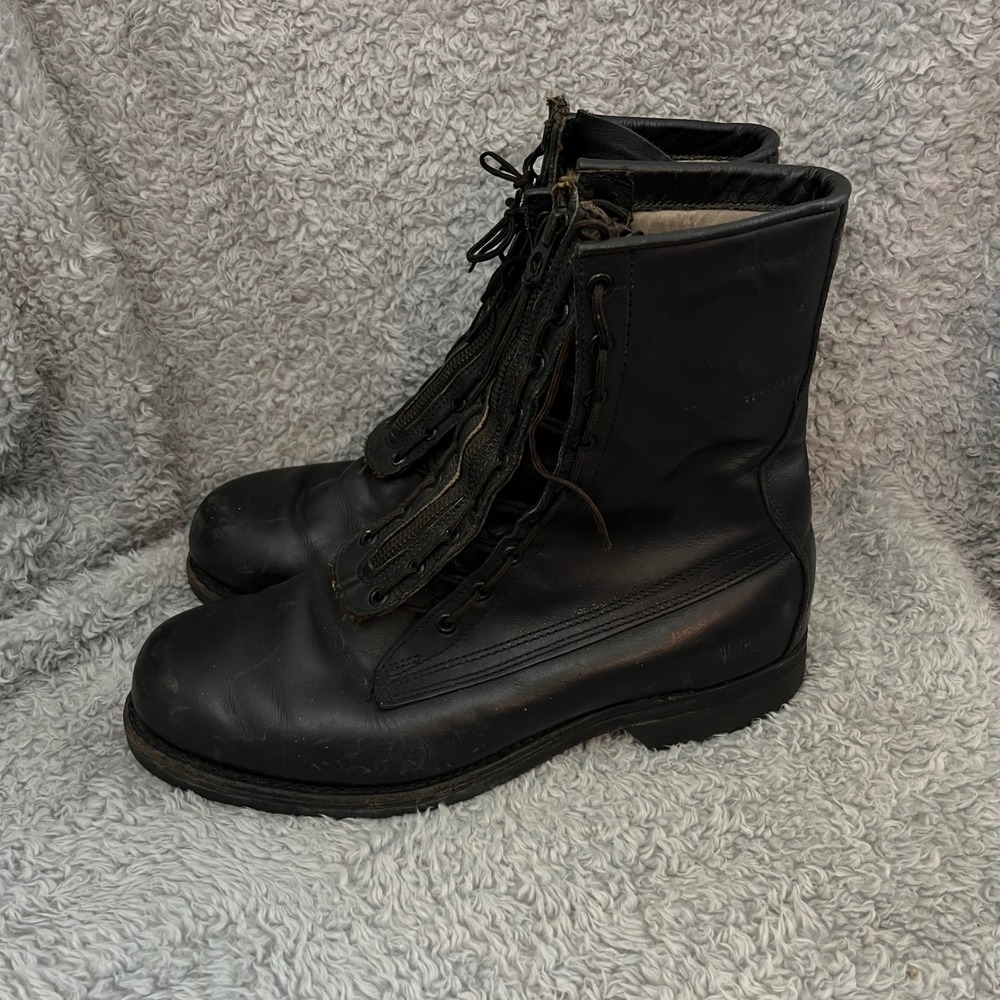 Addison Shoe Co Combat Boots Mens 9.5 E Black Leather Military Vintage 1981 - Picture 8 of 12